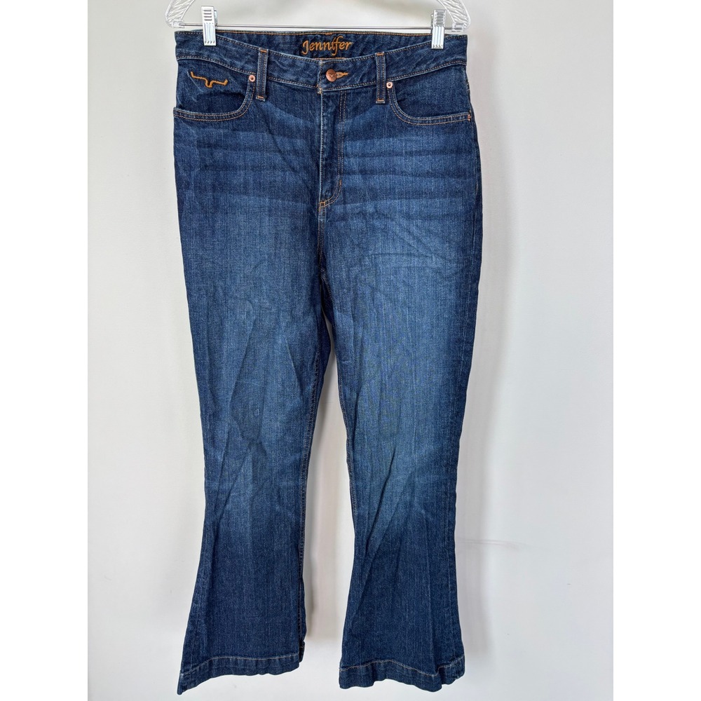 Kimes Ranch‎ Jennifer Dark Wash Flare Leg Western Denim Jeans Womens 10/32